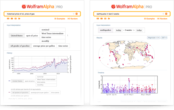 Generate real world data in Wolfram Alpha