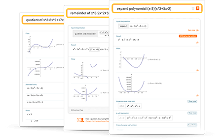 Expand and factor polynomials and decompose rational functions into quotient and remainder; analyze functions with plots and alternate forms