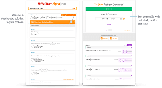 Step-by-step solutions for integrals with detailed breakdowns and unlimited Wolfram Problem Generator eigenvalue practice problems