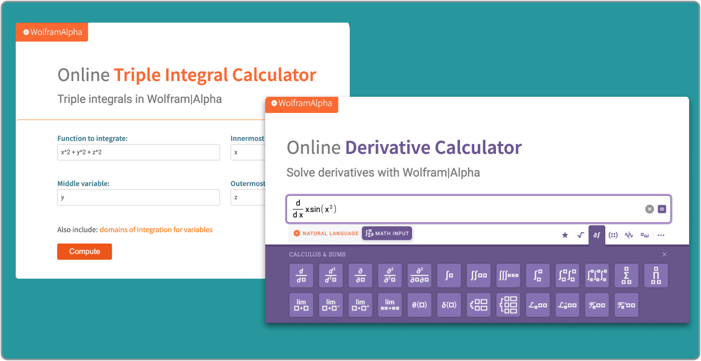 Wolfram|Alpha calculators screenshot