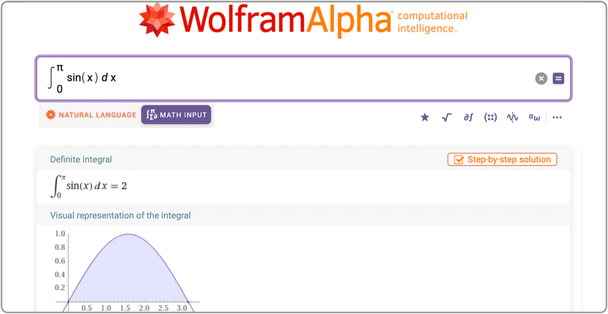 Image of new Math Input feature for wolframalpha.com website