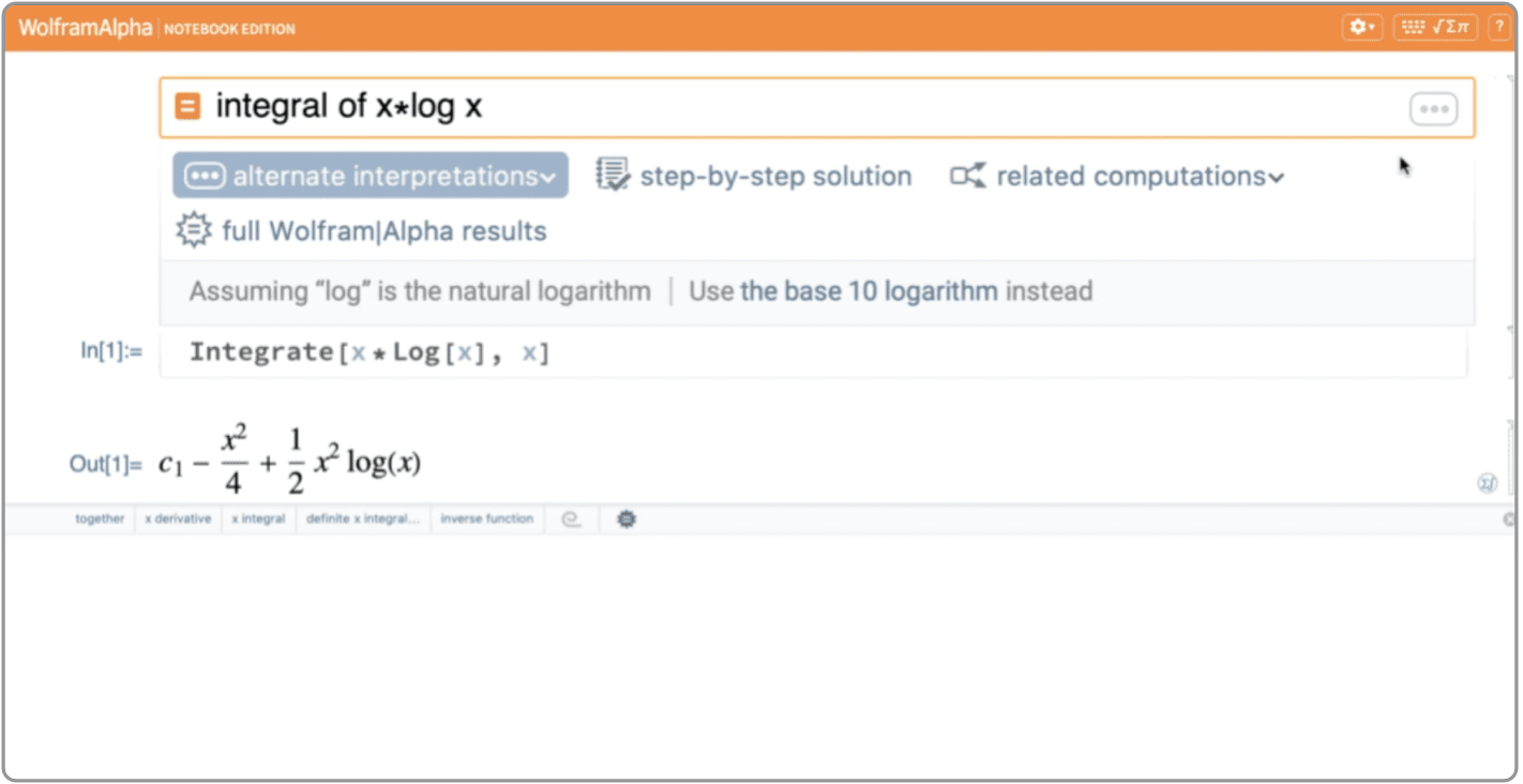 Wolfram|Alpha Notebook Edition screenshot